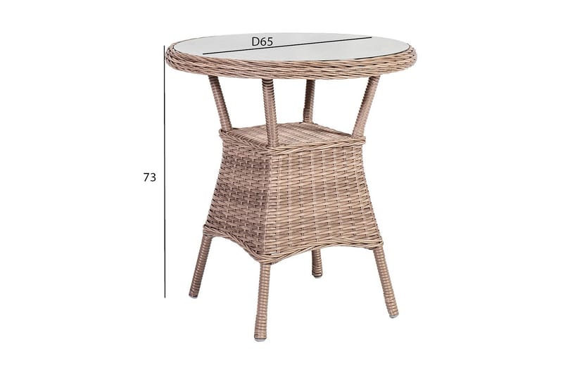 Toscana Runt Cafébord och Bistrobord Utomhus 65 cm Glas Konstrotting - Beige - Utemöbler & utemiljö - Utebord & trädgårdsbord - Cafébord