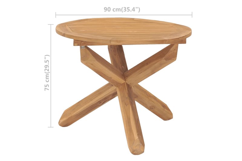 Trädgårdsbord Ã˜90x75 cm massiv teak - Brun - Cafébord