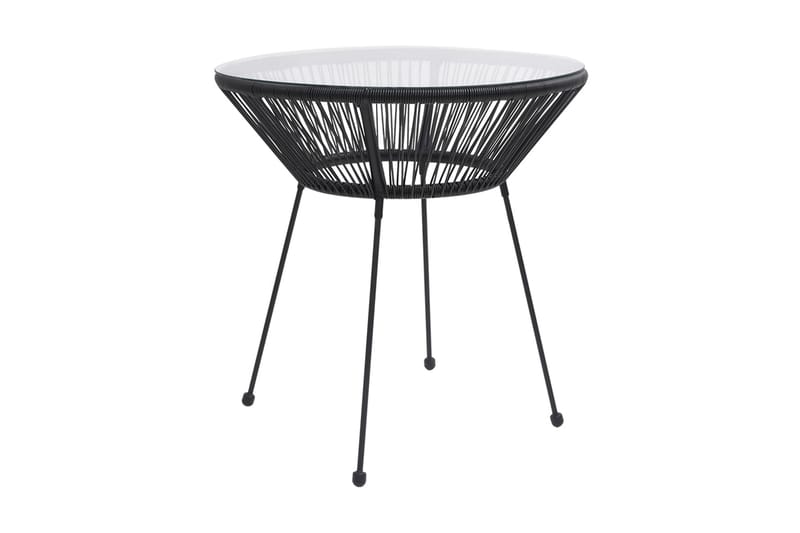 Trädgårdsbord svart Ã˜70x74 cm rotting och glas - Svart - Cafébord