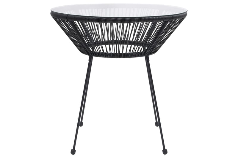 Trädgårdsbord svart Ã˜70x74 cm rotting och glas - Svart - Cafébord