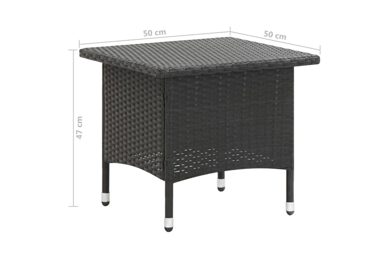 Trädgårdsbord svart 50x50x47 cm konstrotting - Svart - Cafébord
