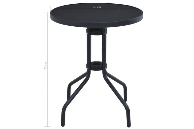 Trädgårdsbord svart 60 cm stål och glas - Svart - Cafébord