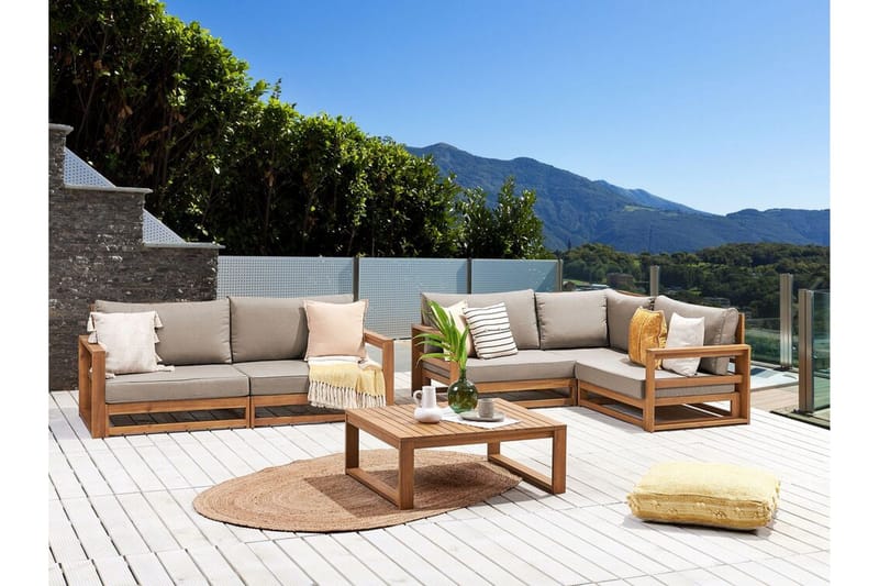 Des Moines Sidobord och Soffbord Utomhus 90 cm Trä Akacia - Ljusbrun - Utemöbler & utemiljö - Utebord & trädgårdsbord - Sidobord utomhus