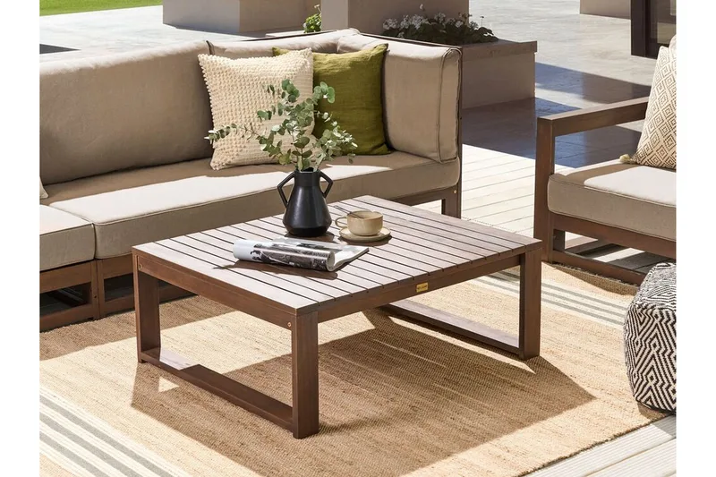 Des Moines Sidobord och Soffbord Utomhus 90 cm Trä - mörkbrun - Utemöbler & utemiljö - Utebord & trädgårdsbord - Sidobord utomhus