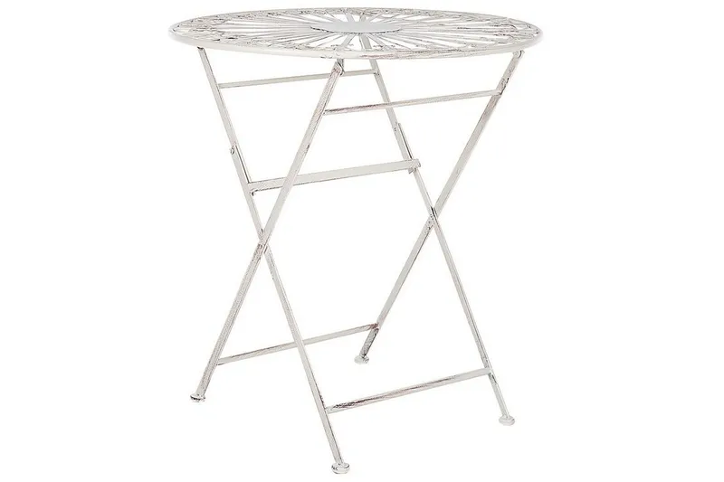 Dursley Runt Hopfällbart Cafébord och Kaffebord Utomhus 45 cm Metall, Vit