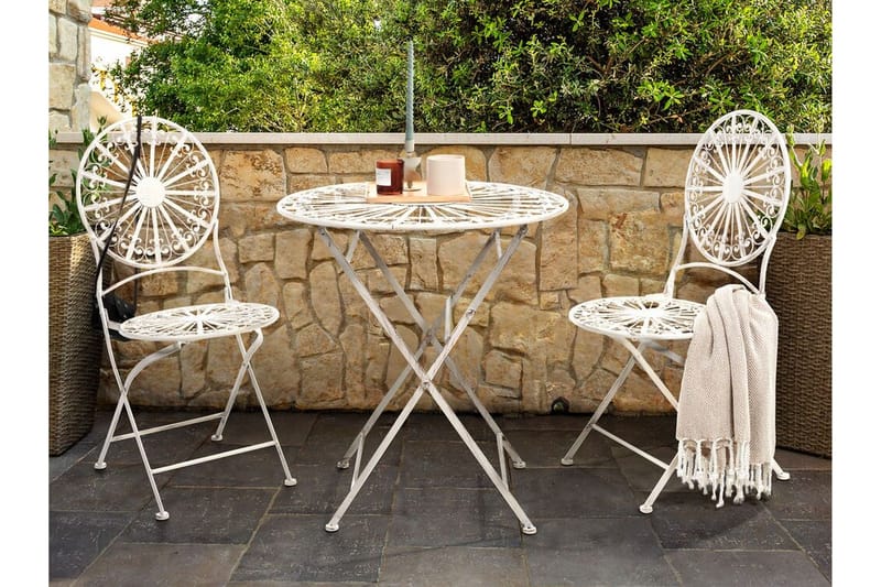 Dursley Runt Hopfällbart Cafébord och Kaffebord Utomhus 45 cm Metall - Vit - Utemöbler & utemiljö - Utebord & trädgårdsbord - Cafébord