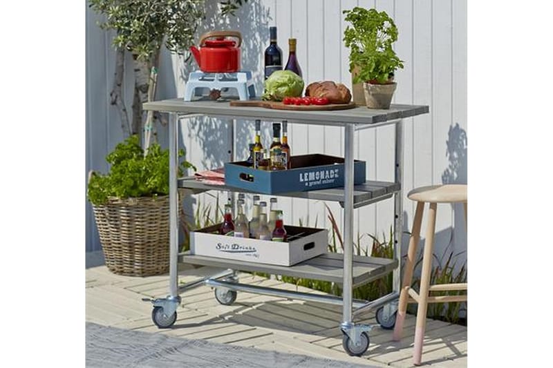 PLUS Urban Grillbord med 2 Hyllor - Gråbrun - Grillvagn & grillbord utomhus