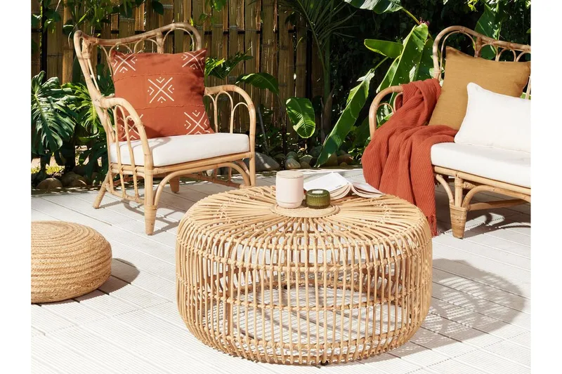 Hartnoy Runt Sidobord och Avlastningsbord Utomhus 85 cm Konstrotting - Beige/Natural - Utemöbler & utemiljö - Utebord & trädgårdsbord - Sidobord utomhus