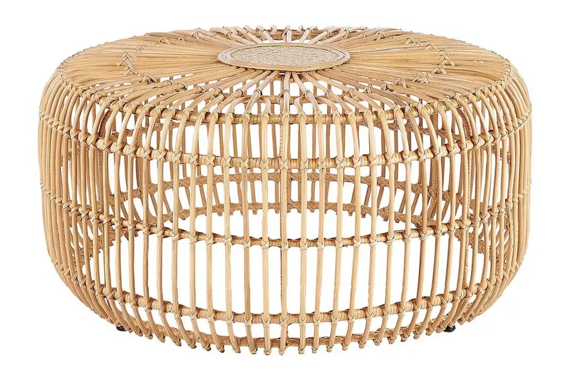 Hartnoy Runt Sidobord och Avlastningsbord Utomhus 85 cm Konstrotting, Beige/Natural