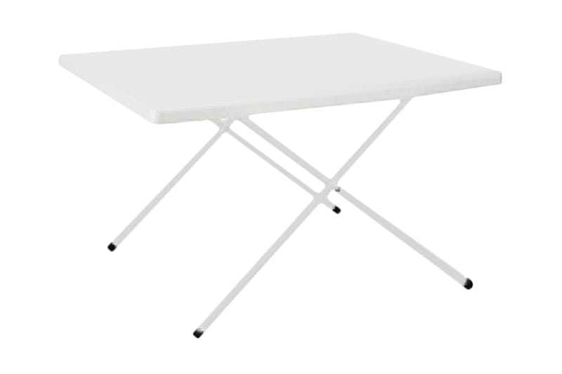 HI Hopfällbart campingbord vit justerbart 80x60x51/61 cm - Vit - Campingbord
