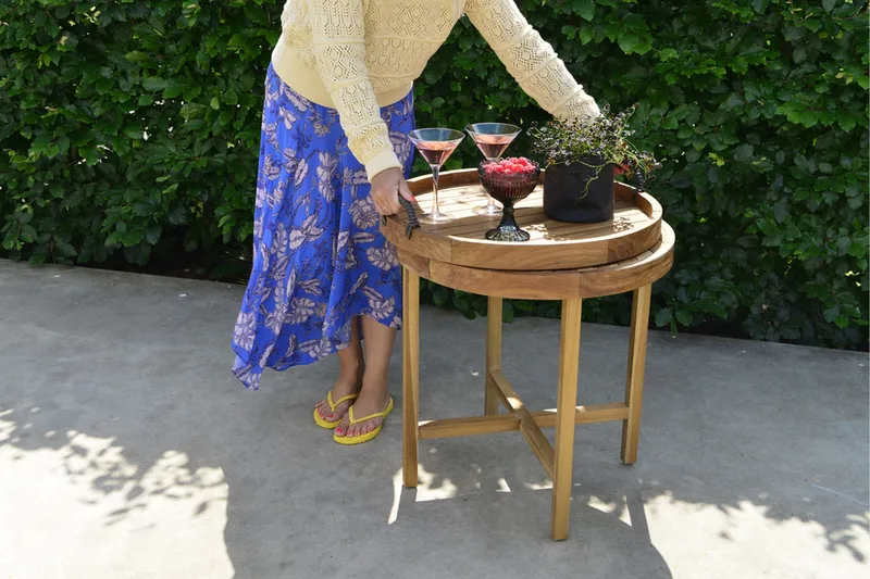 Himmelsnäs Runt Sidobord BrickUtebord och Avlastningsbord Utomhus 60 cm Trä - Brun - Utemöbler & utemiljö - Utebord & trädgårdsbord - Sidobord utomhus