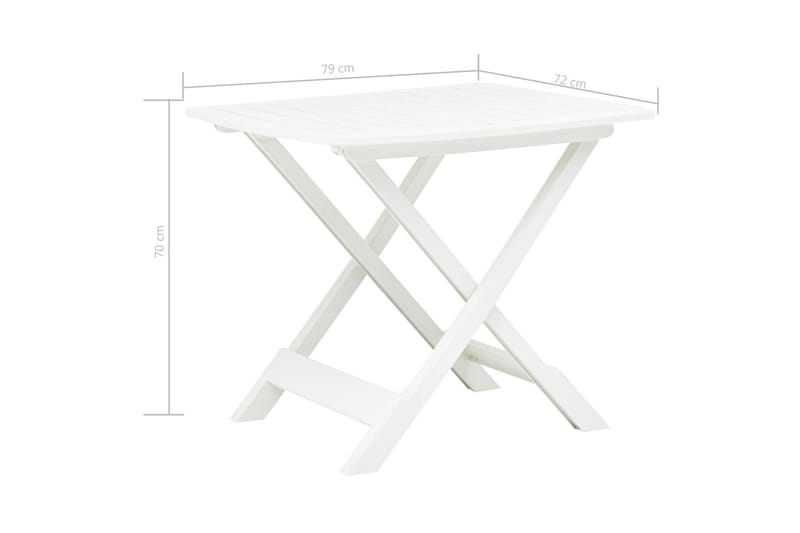 Hopfällbart trädgårdsbord vit 79x72x70 cm plast - Vit - Matbord utomhus