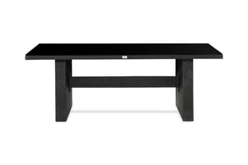 Majestic Matbord Utomhus 210x100 cm – Utebord i konstrotting med bordsskiva i Glas för Trädgård och Altan - Svart - Utemöbler & utemiljö - Utebord & trädgårdsbord - Matbord utomhus