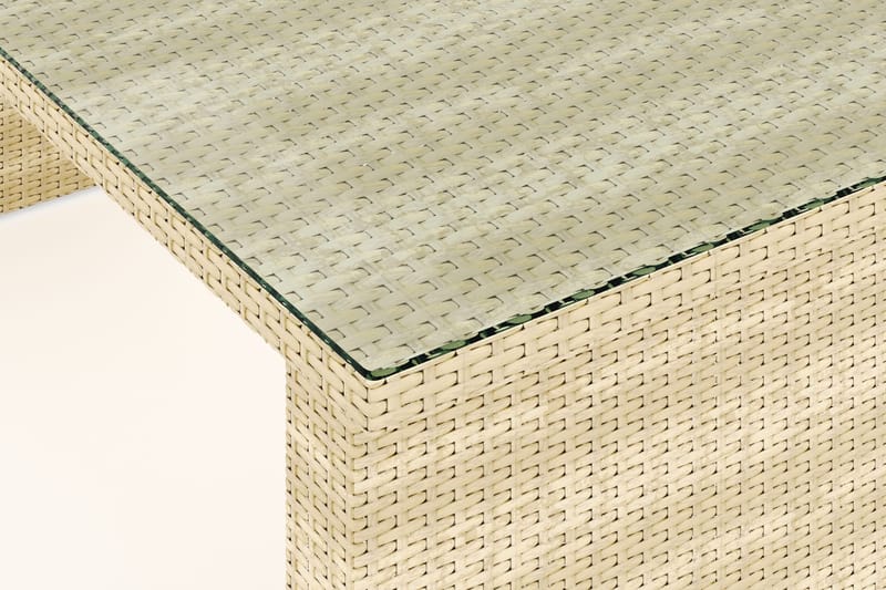 Majestic Rektangulärt Matbord Utomhus i konstrotting 210x100 cm med glasskiva - Beige / Transparent / Grå - Utemöbler & utemiljö - Utebord & trädgårdsbord - Matbord utomhus