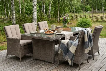 Marcus Rektangulärt Matbord utomhus 160x90 cm i konstrotting med glasskiva - Grå - Utemöbler & utemiljö - Utebord & trädgårdsbord - Matbord utomhus