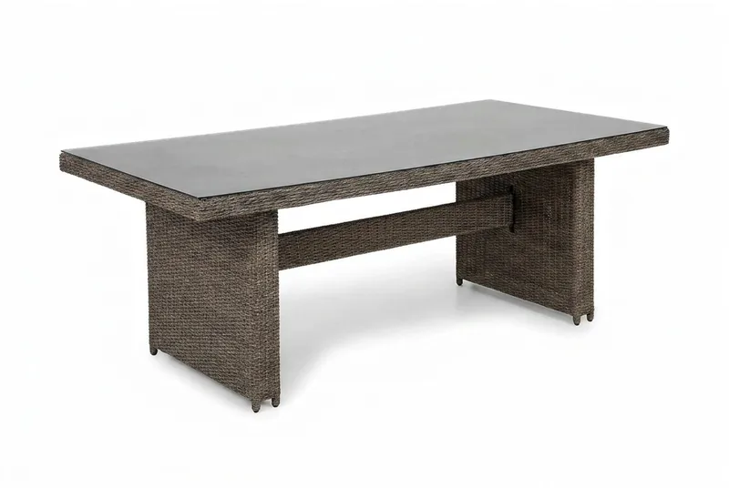 Marcus Rektangulärt Matbord utomhus 160x90 cm i konstrotting med glasskiva - Grå - Utemöbler & utemiljö - Utebord & trädgårdsbord - Matbord utomhus