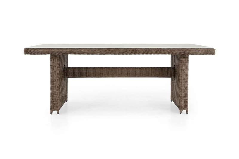 Marcus Rektangulärt Matbord utomhus 160x90 cm i konstrotting med glasskiva, Natur / Beige