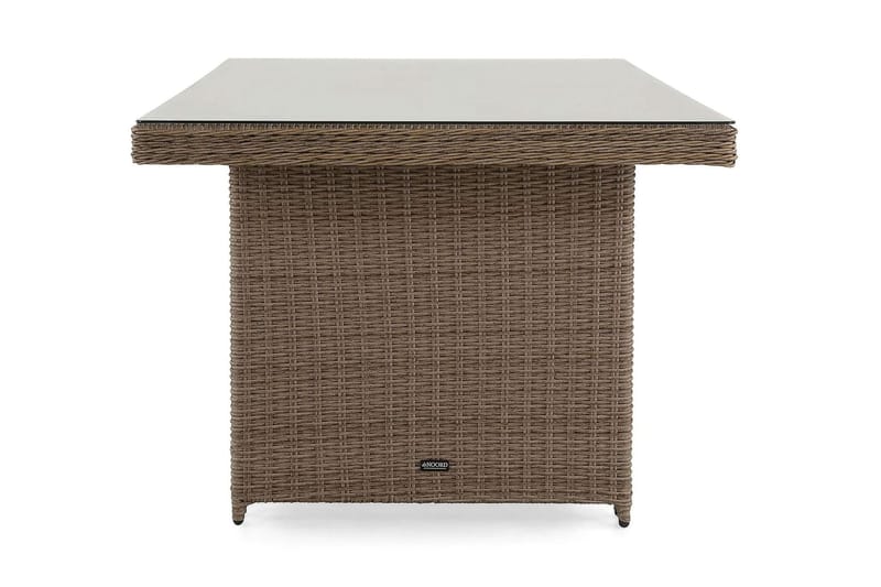 Marcus Rektangulärt Matbord utomhus 160x90 cm i konstrotting med glasskiva - Natur / Beige - Utemöbler & utemiljö - Utebord & trädgårdsbord - Matbord utomhus