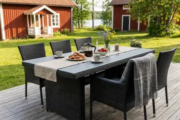 Marcus Rektangulärt Matbord utomhus 160x90 cm i konstrotting med glasskiva - Svart - Utemöbler & utemiljö - Utebord & trädgårdsbord - Matbord utomhus