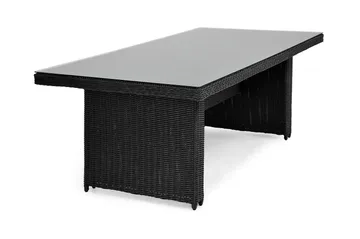 Marcus Rektangulärt Matbord utomhus 160x90 cm i konstrotting med glasskiva - Svart - Utemöbler & utemiljö - Utebord & trädgårdsbord - Matbord utomhus