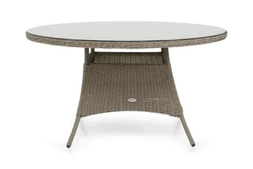 Marcus Stort Runt Matbord Utomhus 140 cm – Utebord i konstrotting med glasskiva för Uteplats och Trädgård - Grå - Utemöbler & utemiljö - Utebord & trädgårdsbord - Matbord utomhus