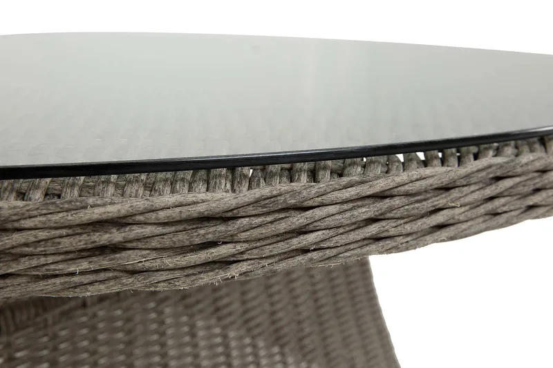 Marcus Stort Runt Matbord Utomhus 140 cm – Utebord i konstrotting med glasskiva för Uteplats och Trädgård - Grå - Utemöbler & utemiljö - Utebord & trädgårdsbord - Matbord utomhus