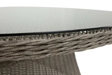 Marcus Stort Runt Matbord Utomhus 140 cm – Utebord i konstrotting med glasskiva för Uteplats och Trädgård - Grå - Utemöbler & utemiljö - Utebord & trädgårdsbord - Matbord utomhus