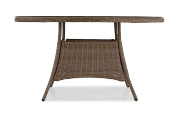 Marcus Stort Runt Matbord Utomhus 140 cm – Utebord i konstrotting med glasskiva för Uteplats och Trädgård - Natur Brun - Utemöbler & utemiljö - Utebord & trädgårdsbord - Matbord utomhus