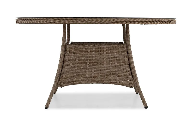 Marcus Stort Runt Matbord Utomhus 140 cm – Utebord i konstrotting med glasskiva för Uteplats och Trädgård - Natur Brun - Utemöbler & utemiljö - Utebord & trädgårdsbord - Matbord utomhus