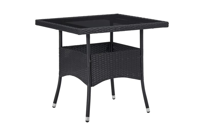 Matbord för trädgård svart konstrotting och glas - Svart - Cafébord