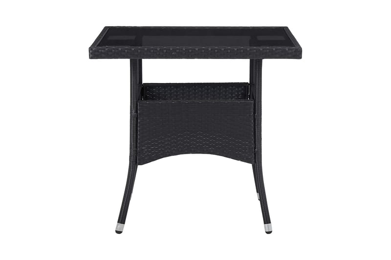 Matbord för trädgård svart konstrotting och glas - Svart - Cafébord