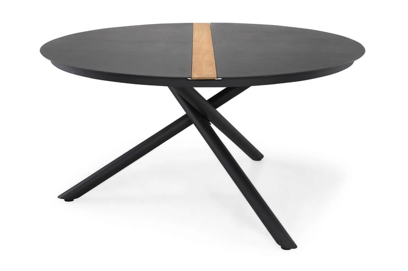 Bastian Runt Matbord Utomhus 140 cm – Utebord i Spray glas och teak med aluminium kryssben - Svart - Utemöbler & utemiljö - Utebord & trädgårdsbord - Matbord utomhus
