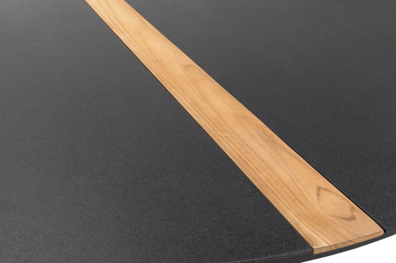 Bastian Runt Matbord Utomhus 140 cm – Utebord i Spray glas och teak med aluminium kryssben - Svart - Utemöbler & utemiljö - Utebord & trädgårdsbord - Matbord utomhus