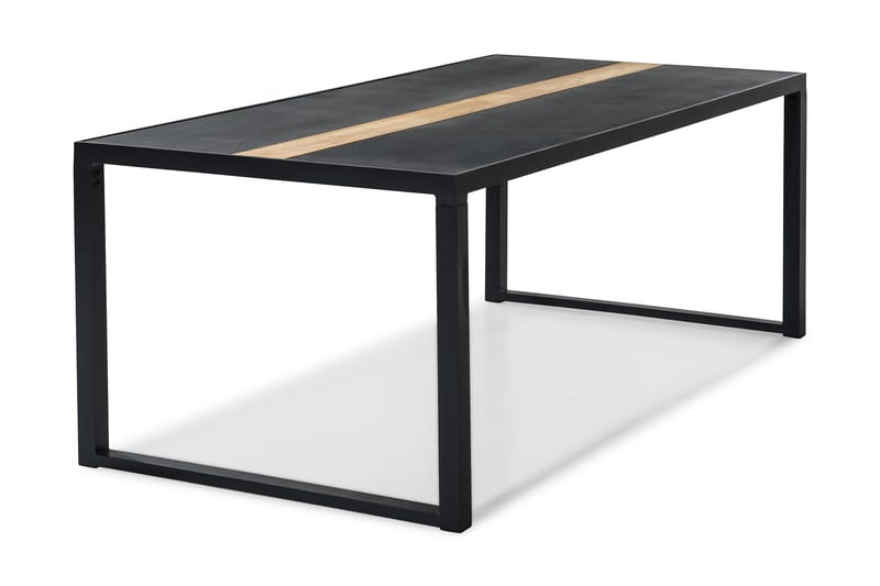 Bastian Stort Matbord Utomhus 200x100cm – Utebord i Spray glas och teak med aluminium ben - Svart - Utemöbler & utemiljö - Utebord & trädgårdsbord - Matbord utomhus