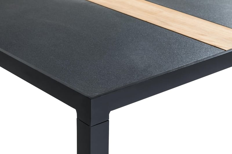 Bastian Stort Matbord Utomhus 200x100cm – Utebord i Spray glas och teak med aluminium ben - Svart - Utemöbler & utemiljö - Utebord & trädgårdsbord - Matbord utomhus