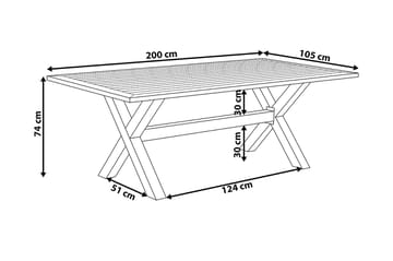 Cascais Trädgårdsbord 200 cm - Grå - Utemöbler & utemiljö - Utebord & trädgårdsbord - Matbord utomhus