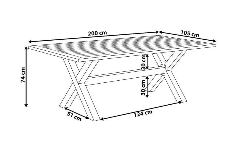Cascais Trädgårdsbord 200 cm - Grå - Utemöbler & utemiljö - Utebord & trädgårdsbord - Matbord utomhus