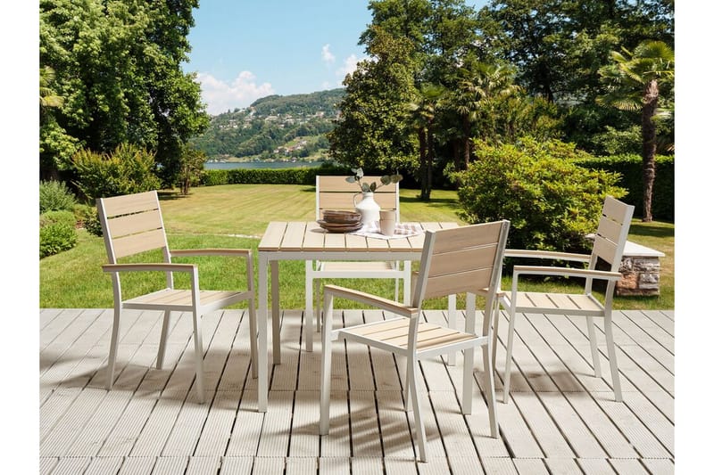 Matbord Utomhus Edmundston 95x95 cm - Beige/Vit - Utemöbler & utemiljö - Utebord & trädgårdsbord - Matbord utomhus