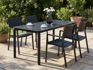 Matbord utomhus Feletto 90x180 cm Sten - Svart - Utemöbler & utemiljö - Utebord & trädgårdsbord - Matbord utomhus