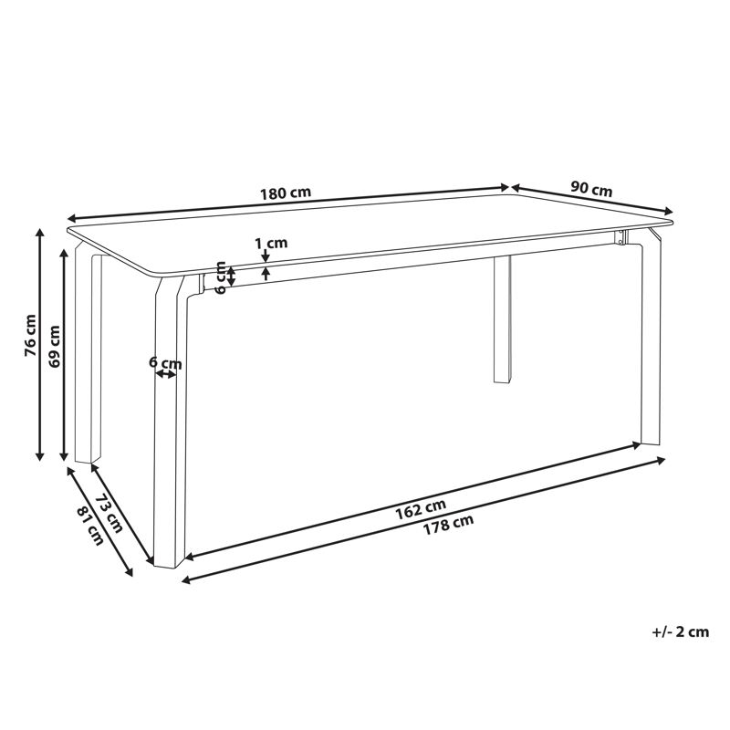Matbord utomhus Feletto 90x180 cm Sten - Svart - Utemöbler & utemiljö - Utebord & trädgårdsbord - Matbord utomhus