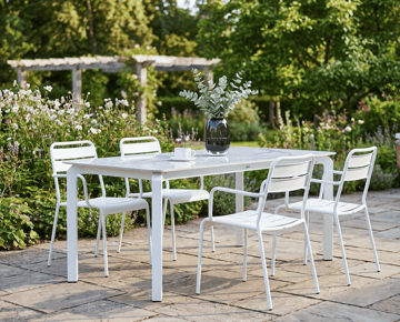 Matbord utomhus Feletto 90x180 cm Sten Vit - Vit - Utemöbler & utemiljö - Utebord & trädgårdsbord - Matbord utomhus