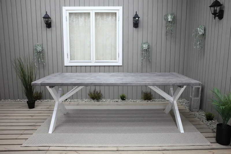 Hains Fasta Matbord Utomhus 220 cm - Svart/Grå/Vit - Utemöbler & utemiljö - Utebord & trädgårdsbord - Matbord utomhus