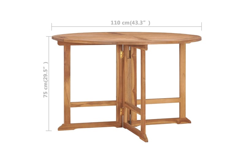 Hopfällbart matbord för trädgården 110x75 cm massiv teak - Brun - Matbord utomhus