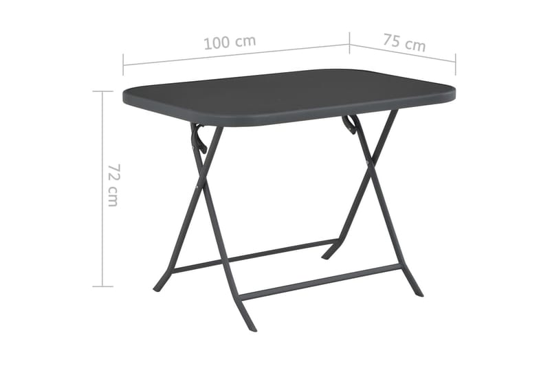 Hopfällbart trädgårdsbord 100x75x72 cm glas och stål - Grå - Matbord utomhus