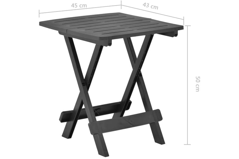 Hopfällbart trädgårdsbord antracit 45x43x50 cm plast - Grå - Matbord utomhus