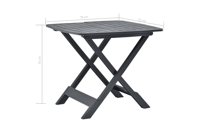 Hopfällbart trädgårdsbord antracit 79x72x70 cm plast - Grå - Matbord utomhus