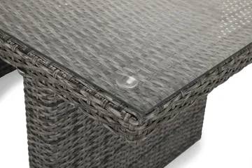 James Utebord 85x145 cm – Matbord utomhus i konstrotting med bordsskiva i Glas - Grå / Vit - Utemöbler & utemiljö - Utebord & trädgårdsbord - Matbord utomhus