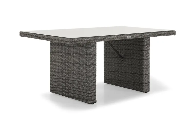 James Utebord 85x145 cm – Matbord utomhus i konstrotting med bordsskiva i Glas - Grå / Vit - Utemöbler & utemiljö - Utebord & trädgårdsbord - Matbord utomhus