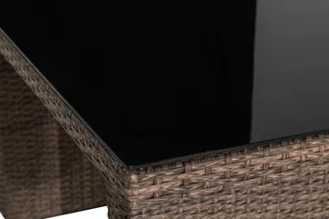 James Utebord 85x145 cm – Matbord utomhus i konstrotting med bordsskiva i Glas - Sand Brun - Utemöbler & utemiljö - Utebord & trädgårdsbord - Matbord utomhus
