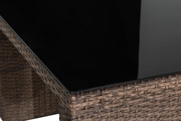 James Utebord 85x145 cm – Matbord utomhus i konstrotting med bordsskiva i Glas - Sand Brun - Utemöbler & utemiljö - Utebord & trädgårdsbord - Matbord utomhus
